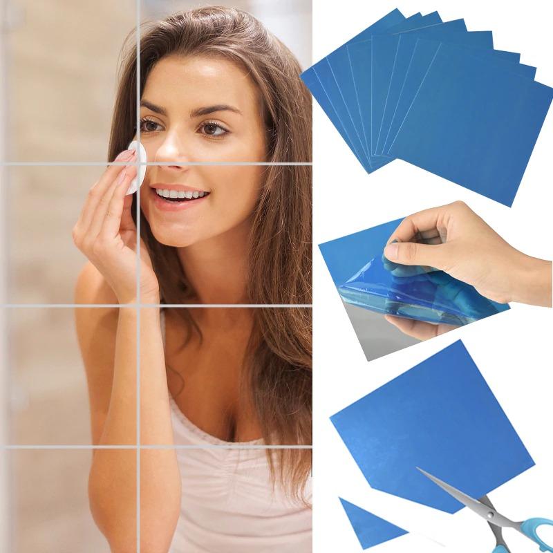 Pack of 12 Square Acrylic Mirror Tile Adhesive DIY Wall Sticker for Home Room Decor Perfect Decor ( Size 15cm*15cm*0.1mm)