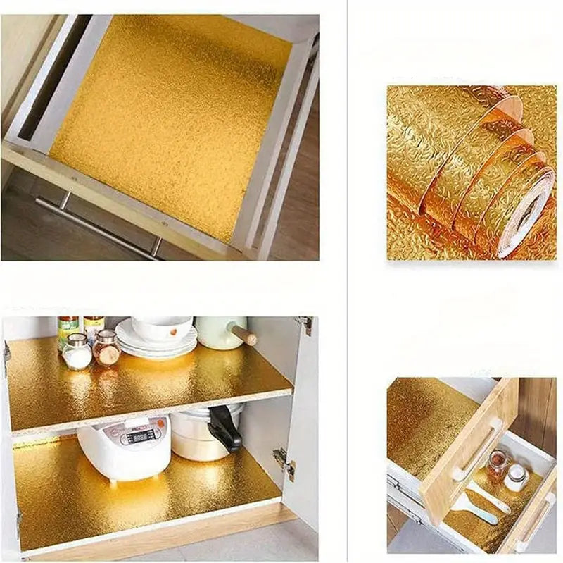 Golden Kitchen Aluminum Foil Roll β Self Adhesive | Waterproof, Oil-Proof | Pack of 2 | Heat Resistant & Easy to Clean