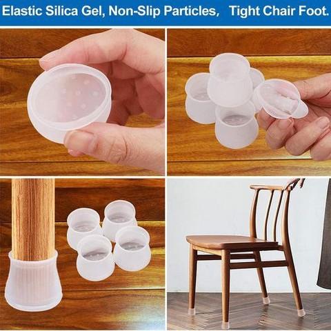 Pack Of 12 - Silicone Cap Chair Leg Pad Furniture Table Feet Non-Slip Round Cover Floor Protector Furniture Leg Cover