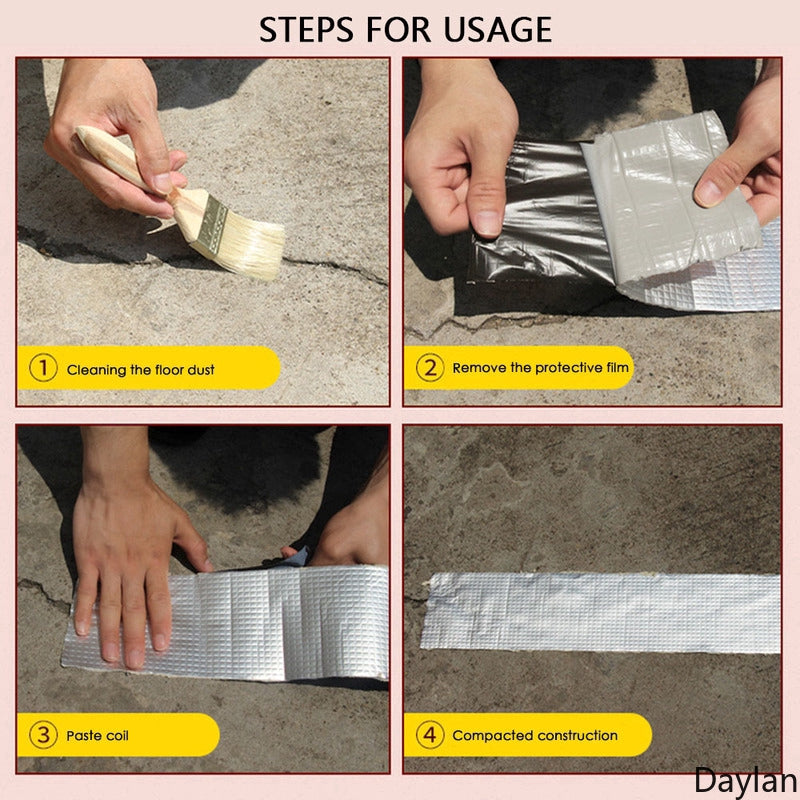 Newly Aluminum Foil Butyl Rubber Tape Self Adhesive Waterproof for Roof Pipe Marine Repair-5Cm x 5M