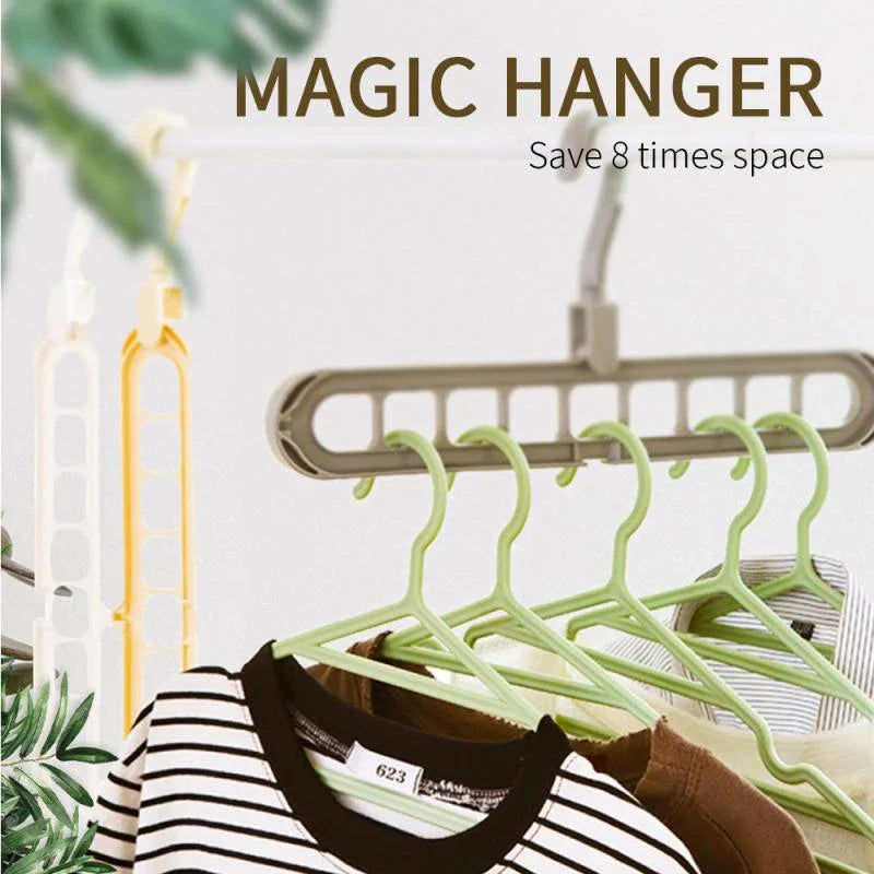 β
Pack Of 6 Hangers β
360 Rotating 9-Hole Magic Hanger - Multi-Function Space Saving Drying Clothes Storage Hanger
