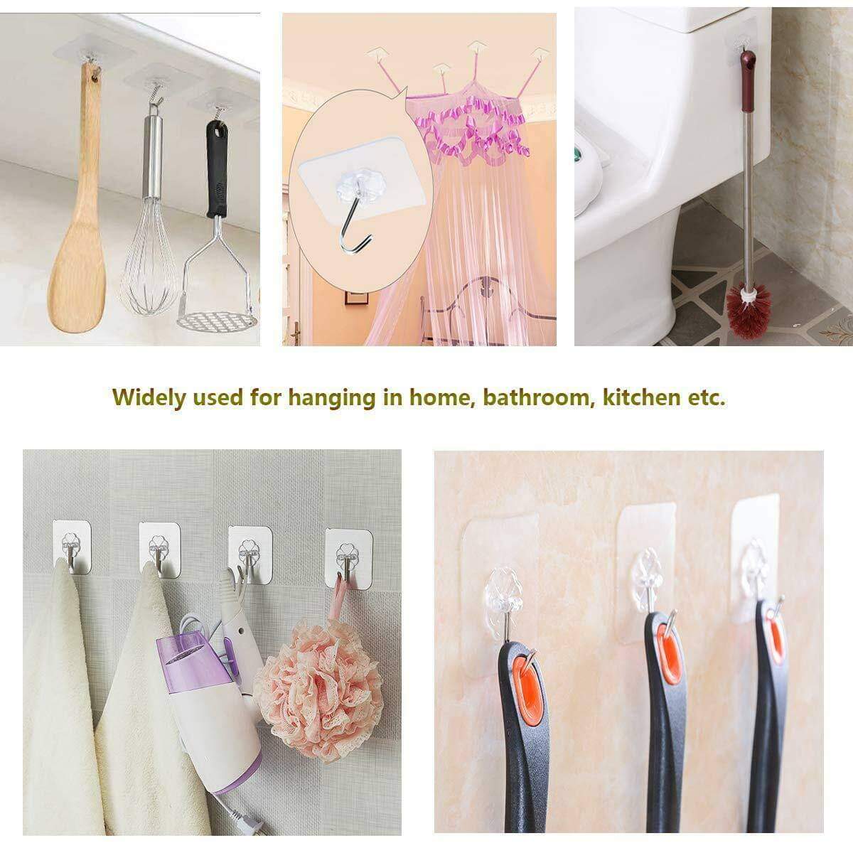 Pack Of 10 High Quality Strong Adhesive Super Sticky Decorative Self Adhesive Wall Hook Mounted PVC & Metal Hooks Hanger For Wall 10 Pcs