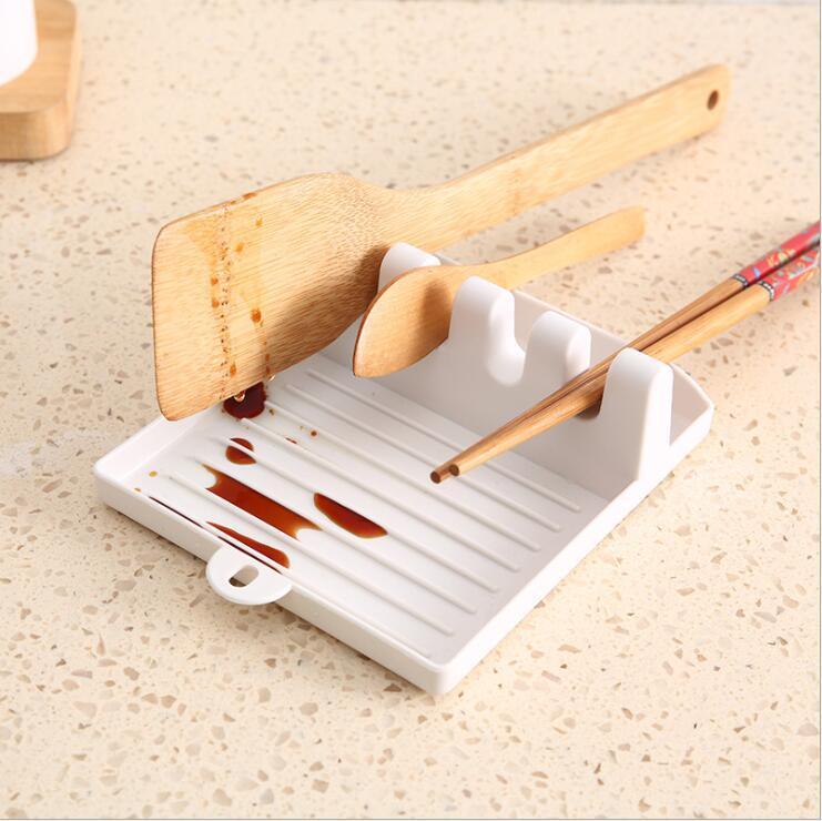 (PACK OF 3)Kitchen Spoon Holders Fork Spatula Rack Shelf Organizer Plastic Spoon Rest Chopsticks Holder Non-slip Spoons Pad Kitchen Utensil