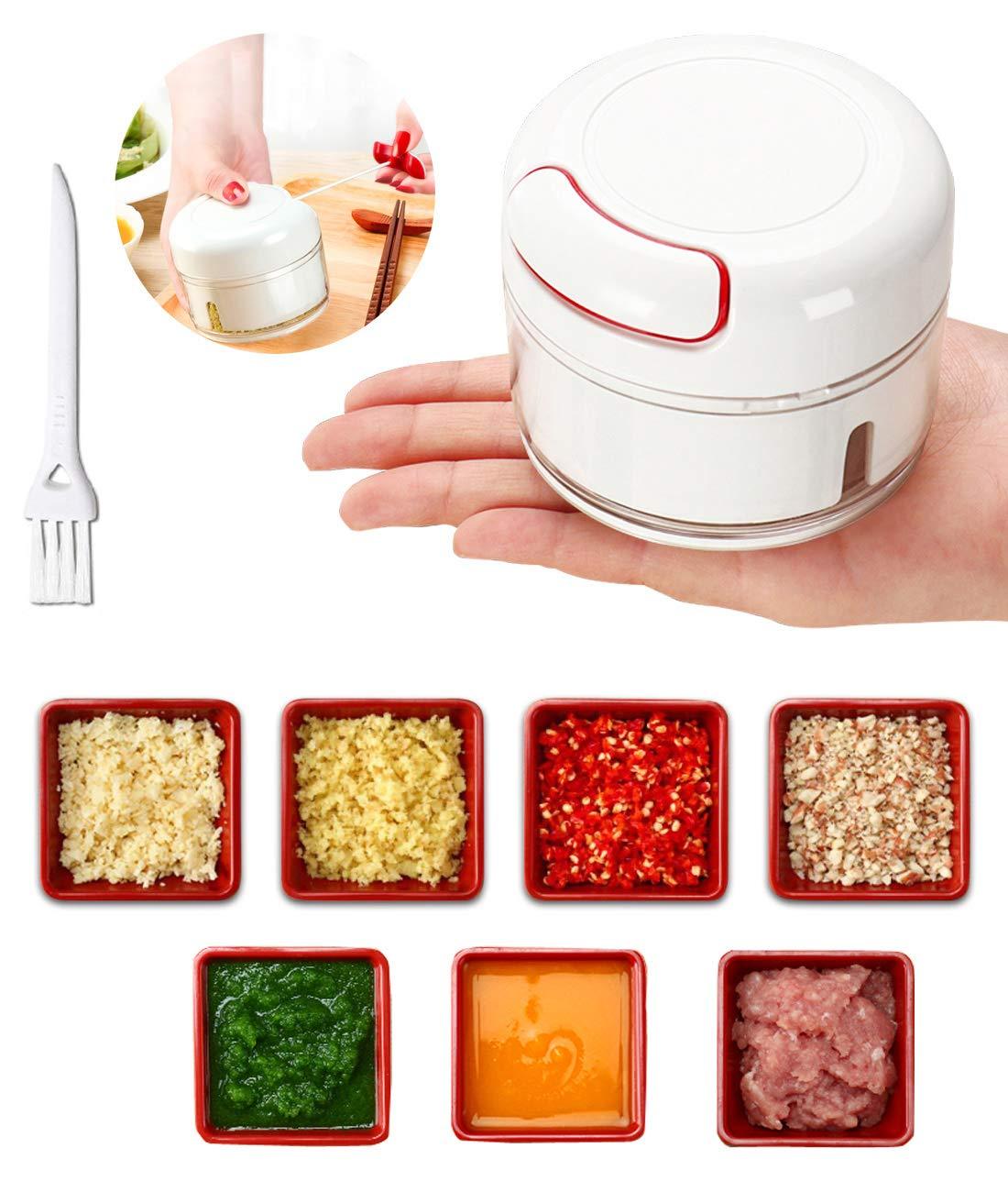 Mini Food Garlic Vegetable Grinder Chopper Mincer Crusher Press for Meat Nuts Pepper Onion Multi-function Manual Food Processor