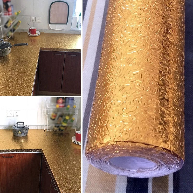 Golden Kitchen Aluminum Foil Roll β Self Adhesive | Waterproof, Oil-Proof | Pack of 2 | Heat Resistant & Easy to Clean