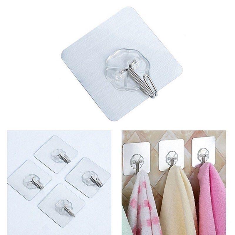 Pack Of 10 High Quality Strong Adhesive Super Sticky Decorative Self Adhesive Wall Hook Mounted PVC & Metal Hooks Hanger For Wall 10 Pcs