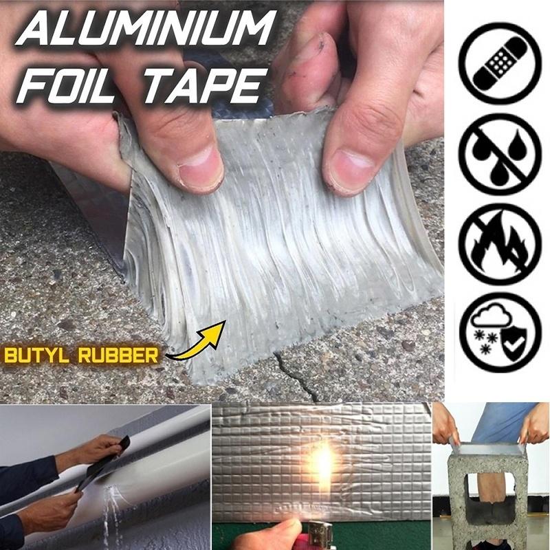 Newly Aluminum Foil Butyl Rubber Tape Self Adhesive Waterproof for Roof Pipe Marine Repair-5Cm x 5M