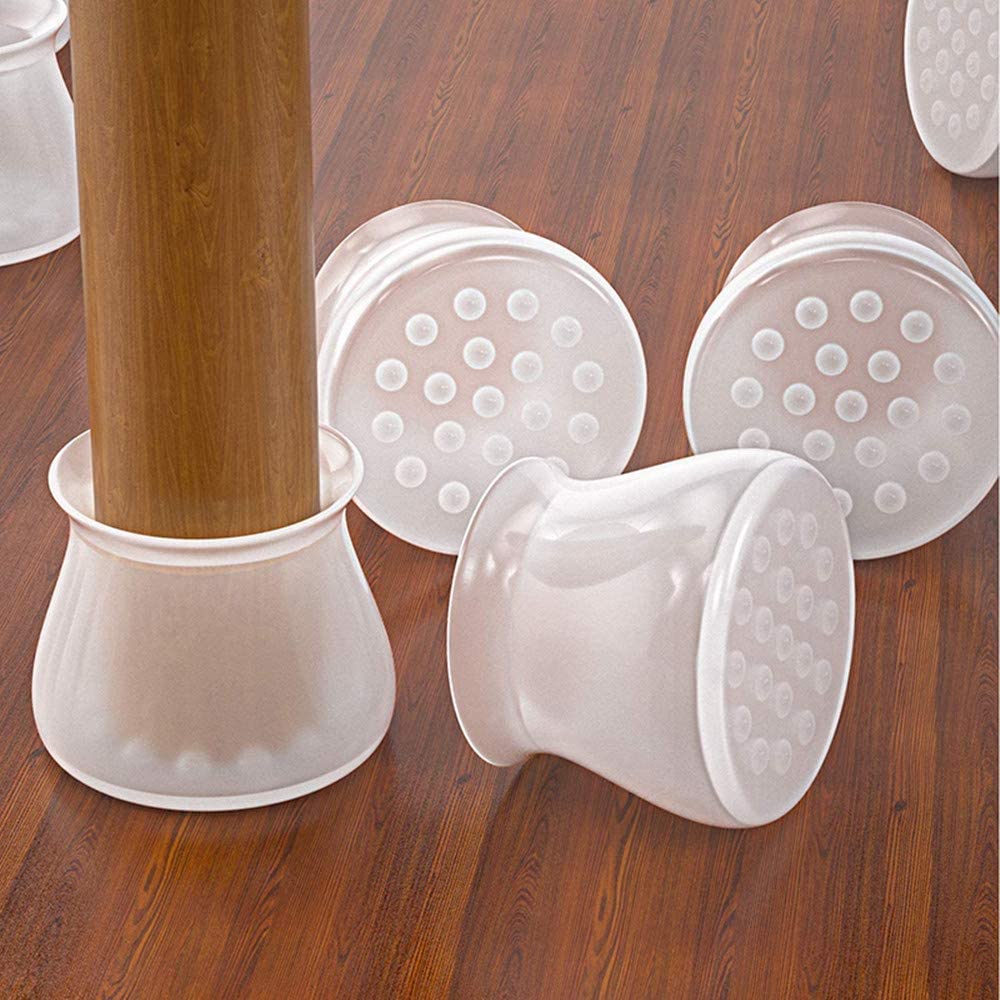 Pack Of 12 - Silicone Cap Chair Leg Pad Furniture Table Feet Non-Slip Round Cover Floor Protector Furniture Leg Cover