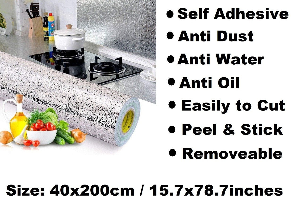 ✅Pack Of 2 ✅Self Adhesive Kitchen Oil Proof Waterproof Kitchen Aluminum Foil Roll