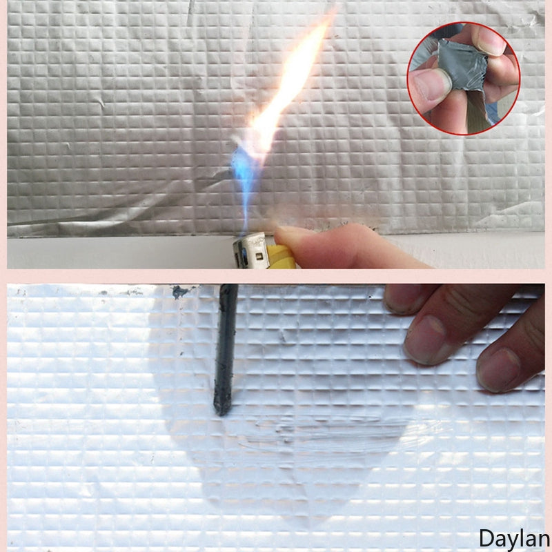 Newly Aluminum Foil Butyl Rubber Tape Self Adhesive Waterproof for Roof Pipe Marine Repair-5Cm x 5M