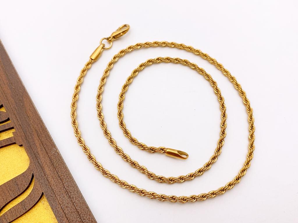 Italian 24K Gold Plated Real Gold Look Rassa Chain With Fancy Jewelry Box Free