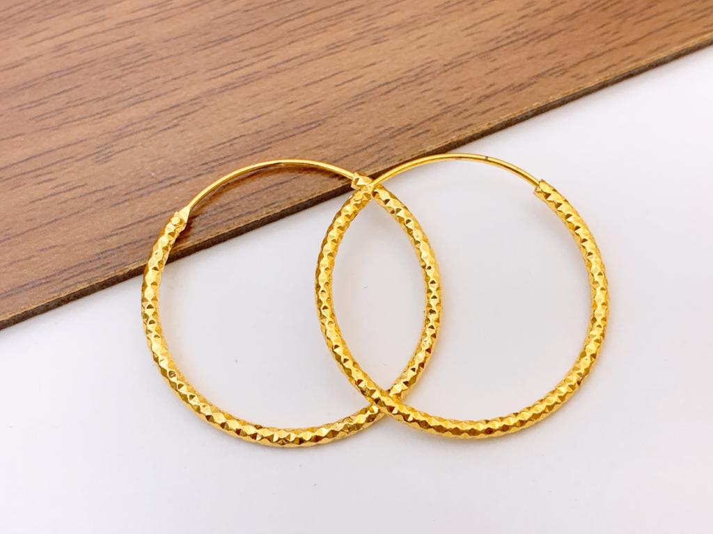 Premium Gold Plated Bali Hoop Earrings Real Gold Look With Fancy Jewelry Box Free