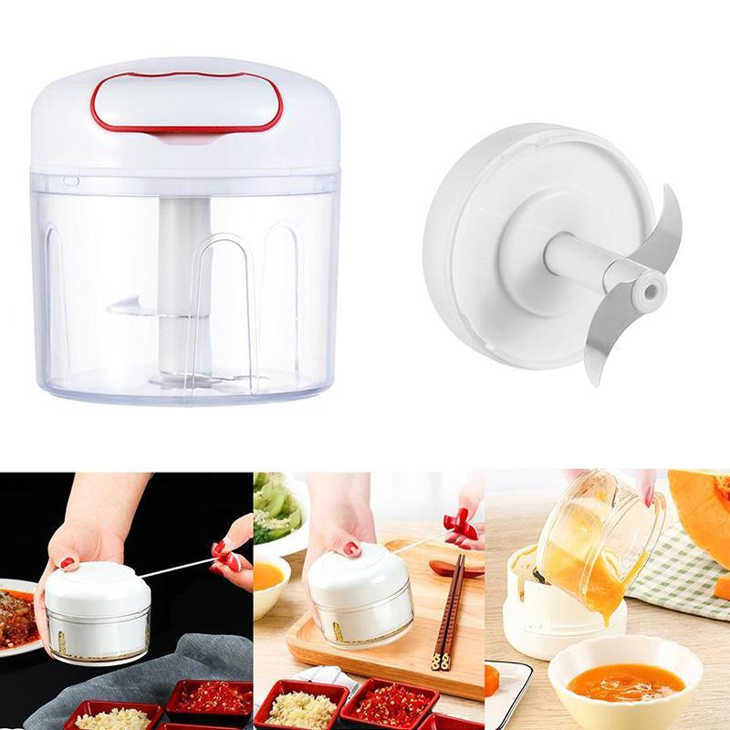 Mini Food Garlic Vegetable Grinder Chopper Mincer Crusher Press for Meat Nuts Pepper Onion Multi-function Manual Food Processor