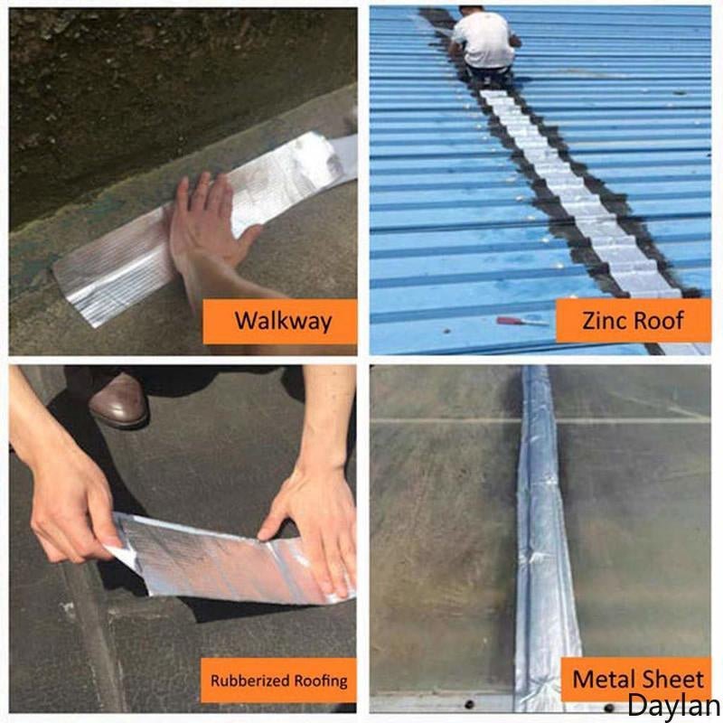 Newly Aluminum Foil Butyl Rubber Tape Self Adhesive Waterproof for Roof Pipe Marine Repair-5Cm x 5M