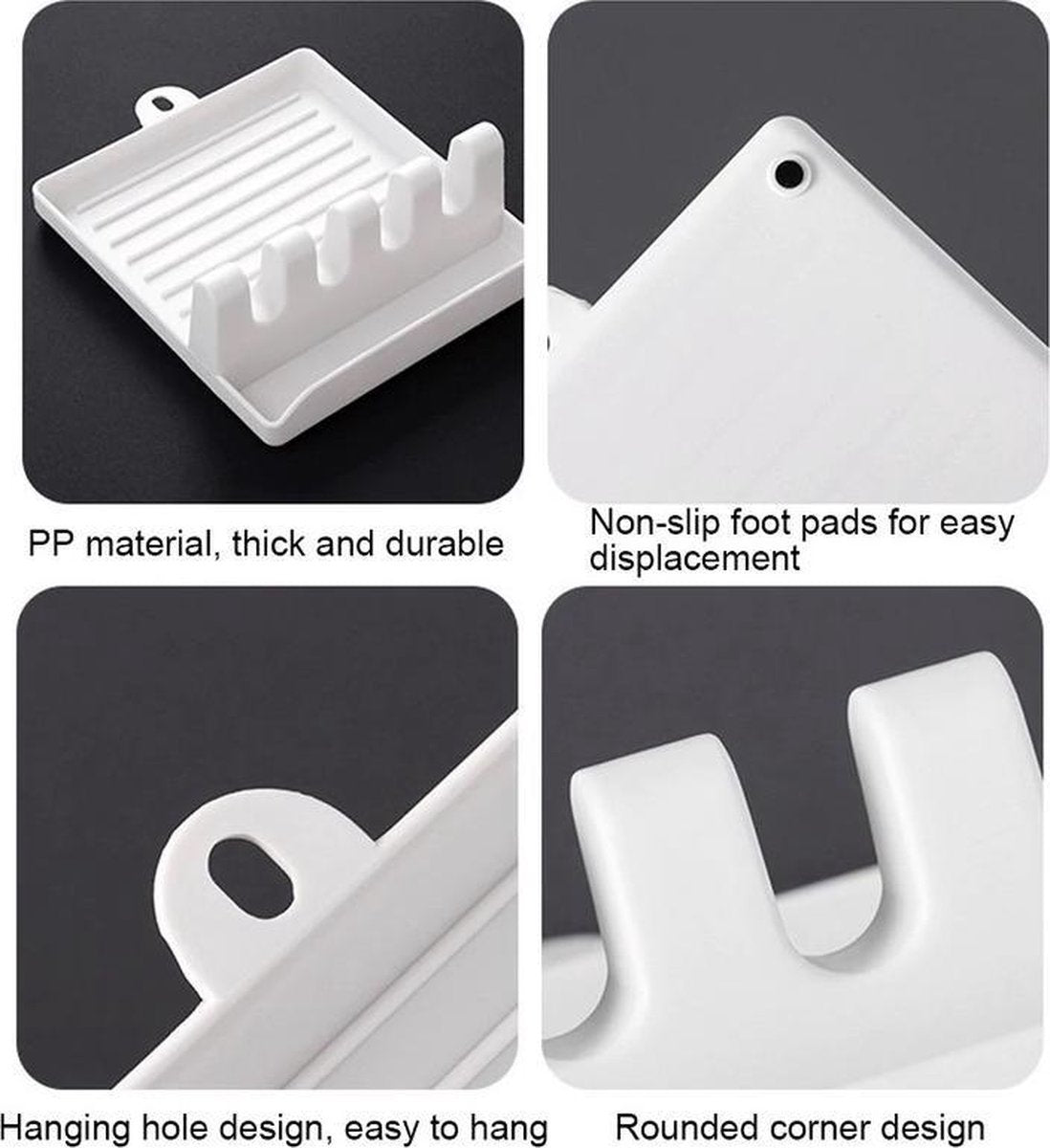 (PACK OF 3)Kitchen Spoon Holders Fork Spatula Rack Shelf Organizer Plastic Spoon Rest Chopsticks Holder Non-slip Spoons Pad Kitchen Utensil