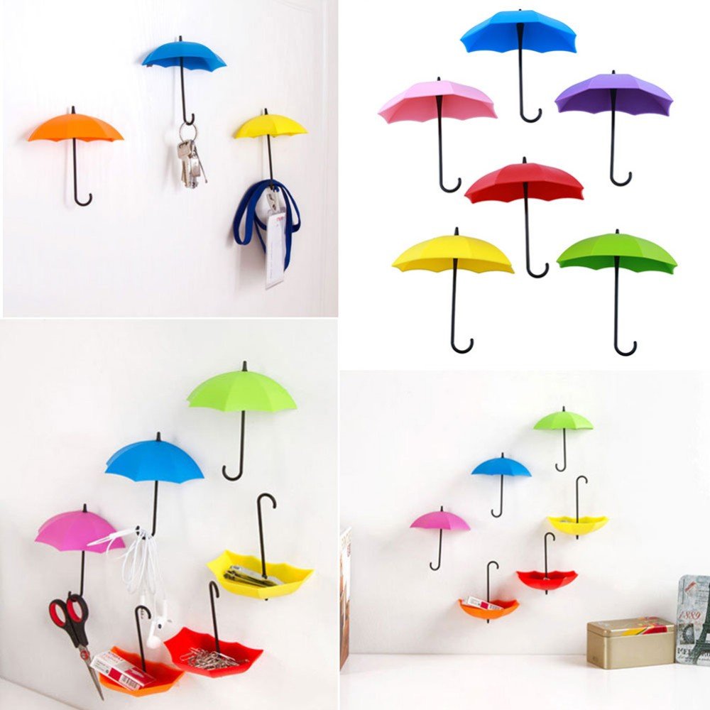 3 in 1- Stylish Umbrella Wall Hook  Self Adhesive- In Random Color